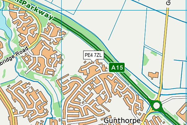 PE4 7ZL map - OS VectorMap District (Ordnance Survey)