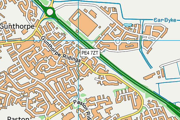 PE4 7ZT map - OS VectorMap District (Ordnance Survey)