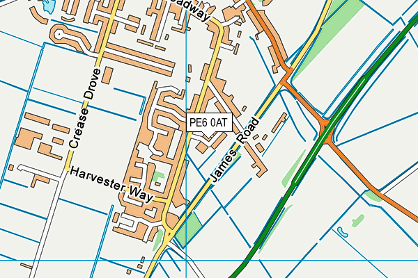 PE6 0AT map - OS VectorMap District (Ordnance Survey)