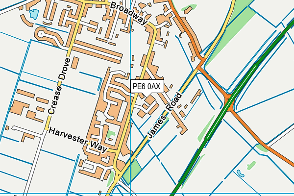 PE6 0AX map - OS VectorMap District (Ordnance Survey)