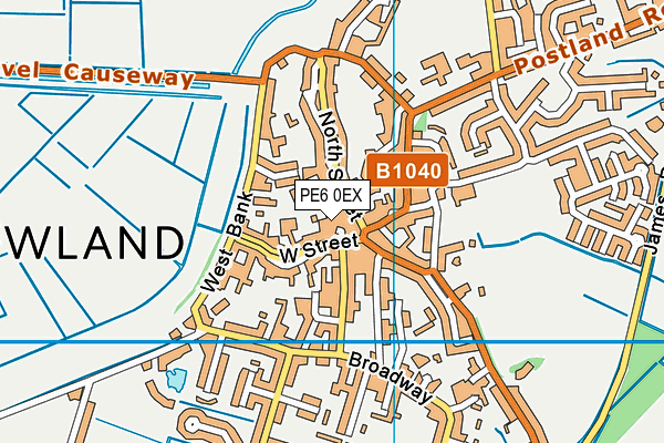 PE6 0EX map - OS VectorMap District (Ordnance Survey)