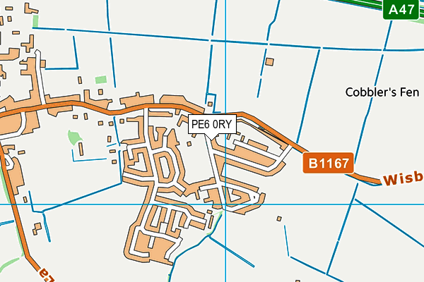 PE6 0RY map - OS VectorMap District (Ordnance Survey)