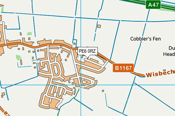 PE6 0RZ map - OS VectorMap District (Ordnance Survey)