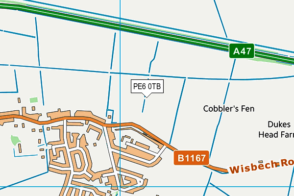 PE6 0TB map - OS VectorMap District (Ordnance Survey)