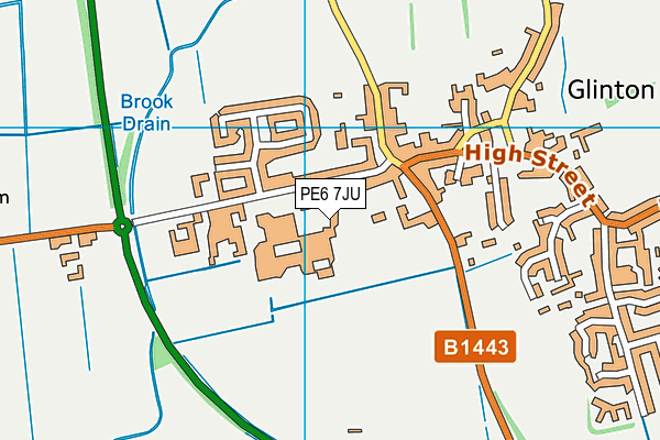 PE6 7JU map - OS VectorMap District (Ordnance Survey)