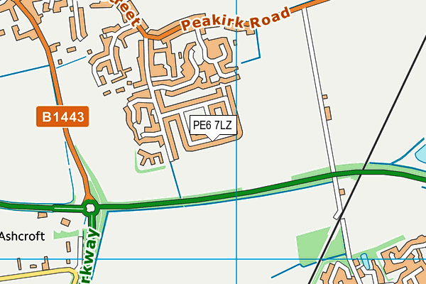 PE6 7LZ map - OS VectorMap District (Ordnance Survey)