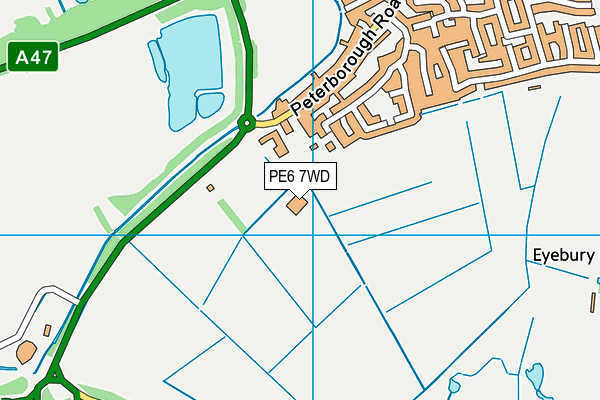 PE6 7WD map - OS VectorMap District (Ordnance Survey)