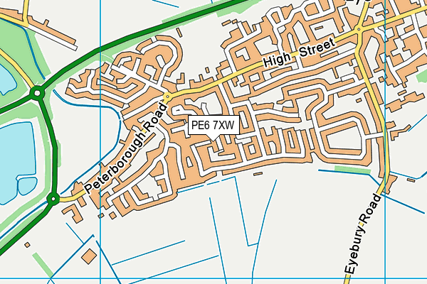PE6 7XW map - OS VectorMap District (Ordnance Survey)