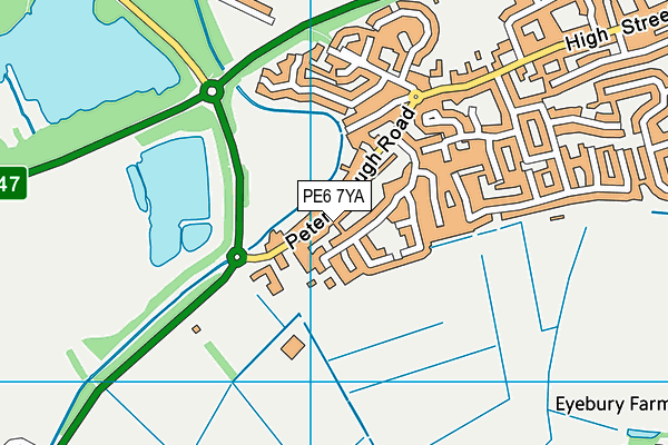 PE6 7YA map - OS VectorMap District (Ordnance Survey)