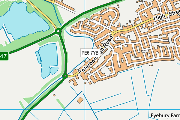 PE6 7YB map - OS VectorMap District (Ordnance Survey)