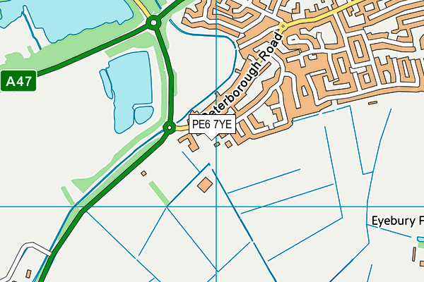 PE6 7YE map - OS VectorMap District (Ordnance Survey)