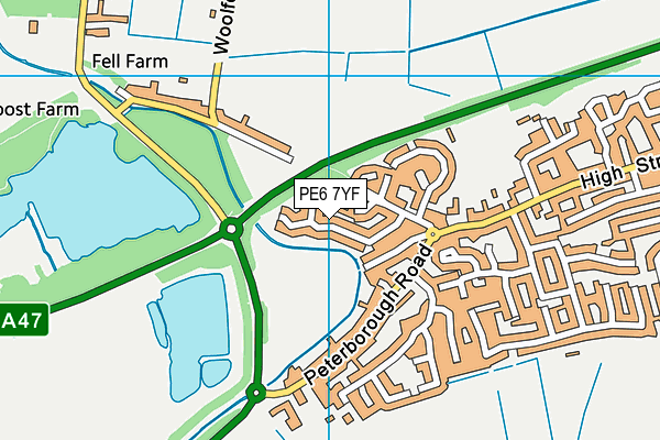 PE6 7YF map - OS VectorMap District (Ordnance Survey)