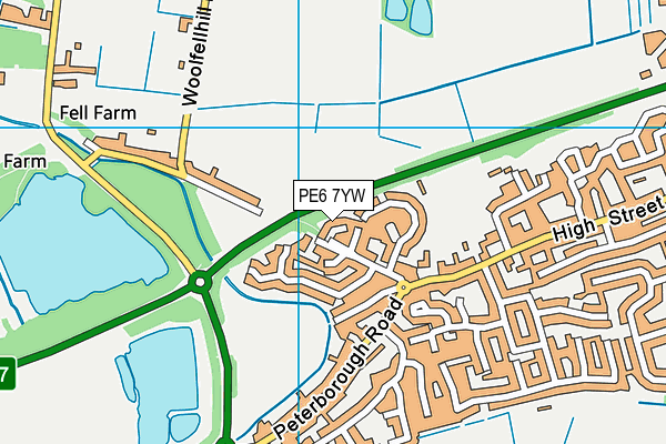 PE6 7YW map - OS VectorMap District (Ordnance Survey)