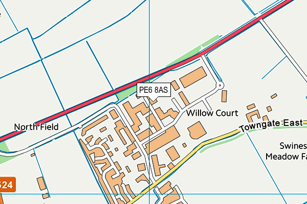 PE6 8AS map - OS VectorMap District (Ordnance Survey)