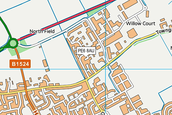 PE6 8AU map - OS VectorMap District (Ordnance Survey)