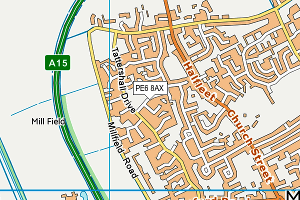 PE6 8AX map - OS VectorMap District (Ordnance Survey)