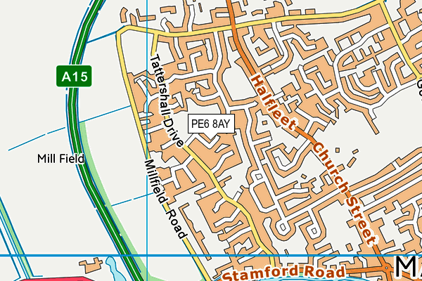 PE6 8AY map - OS VectorMap District (Ordnance Survey)
