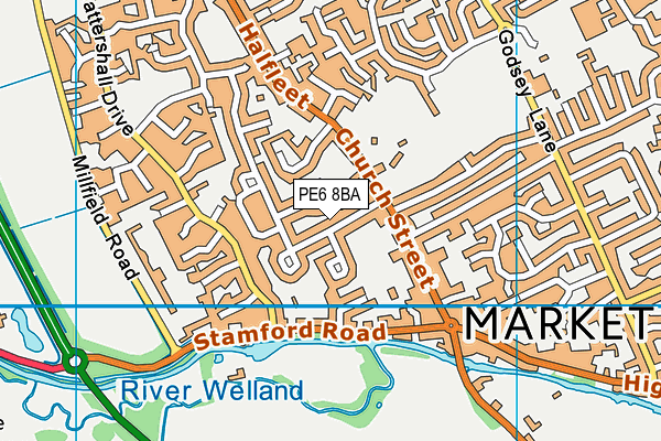PE6 8BA map - OS VectorMap District (Ordnance Survey)