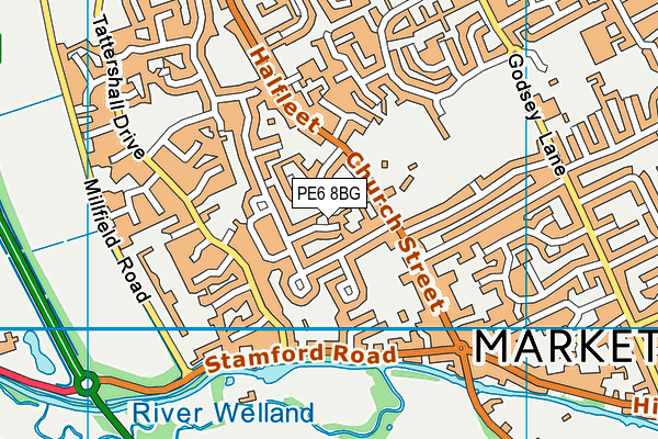 PE6 8BG map - OS VectorMap District (Ordnance Survey)