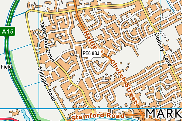 PE6 8BJ map - OS VectorMap District (Ordnance Survey)