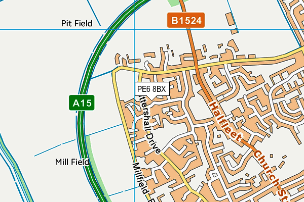 PE6 8BX map - OS VectorMap District (Ordnance Survey)