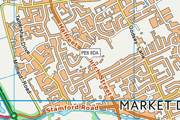 PE6 8DA map - OS VectorMap District (Ordnance Survey)