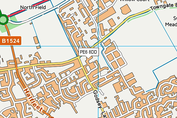 PE6 8DD map - OS VectorMap District (Ordnance Survey)