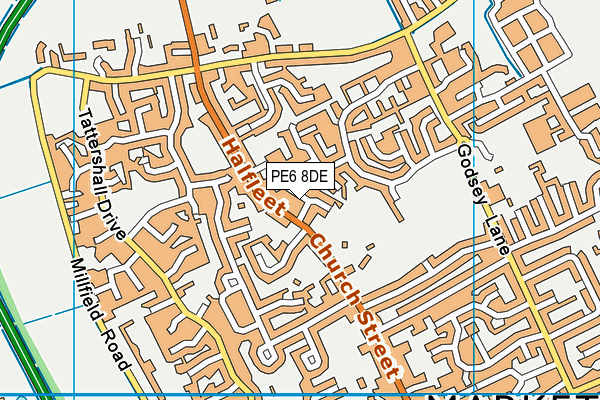 PE6 8DE map - OS VectorMap District (Ordnance Survey)