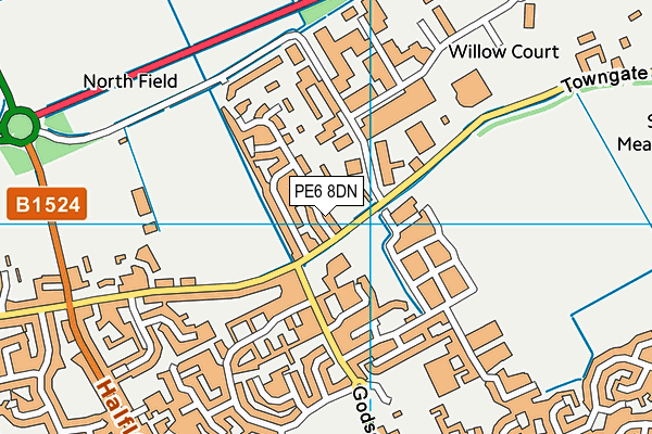 PE6 8DN map - OS VectorMap District (Ordnance Survey)