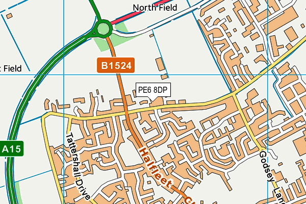 PE6 8DP map - OS VectorMap District (Ordnance Survey)