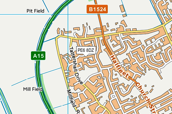 PE6 8DZ map - OS VectorMap District (Ordnance Survey)