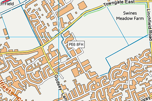 PE6 8FH map - OS VectorMap District (Ordnance Survey)