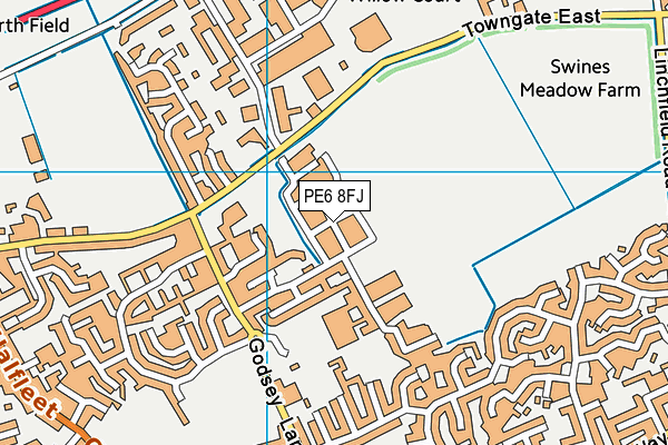 PE6 8FJ map - OS VectorMap District (Ordnance Survey)