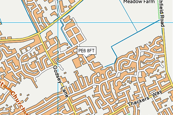 PE6 8FT map - OS VectorMap District (Ordnance Survey)