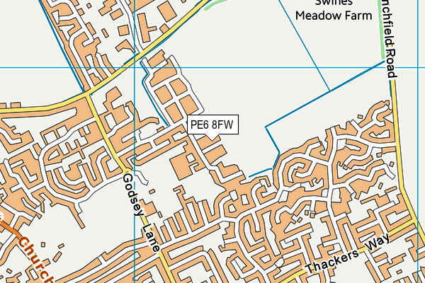 PE6 8FW map - OS VectorMap District (Ordnance Survey)