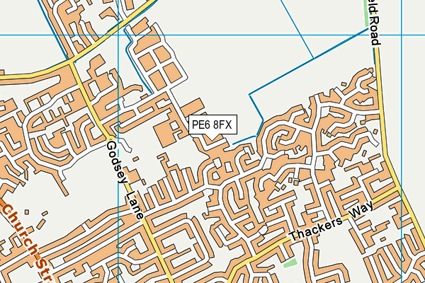 PE6 8FX map - OS VectorMap District (Ordnance Survey)