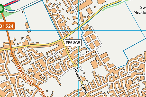 PE6 8GB map - OS VectorMap District (Ordnance Survey)