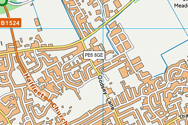 PE6 8GE map - OS VectorMap District (Ordnance Survey)