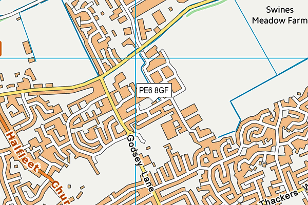 PE6 8GF map - OS VectorMap District (Ordnance Survey)