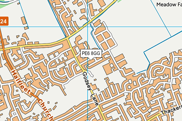 PE6 8GG map - OS VectorMap District (Ordnance Survey)