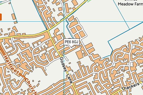 PE6 8GJ map - OS VectorMap District (Ordnance Survey)