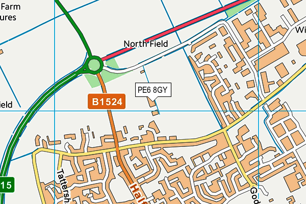 PE6 8GY map - OS VectorMap District (Ordnance Survey)