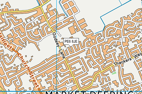 PE6 8JE map - OS VectorMap District (Ordnance Survey)
