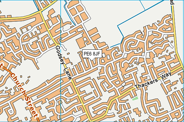 PE6 8JF map - OS VectorMap District (Ordnance Survey)