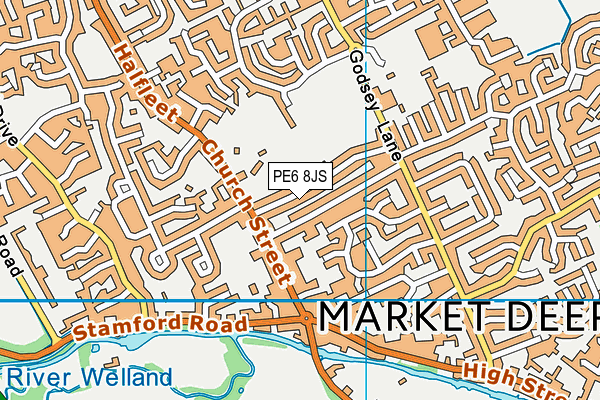 PE6 8JS map - OS VectorMap District (Ordnance Survey)