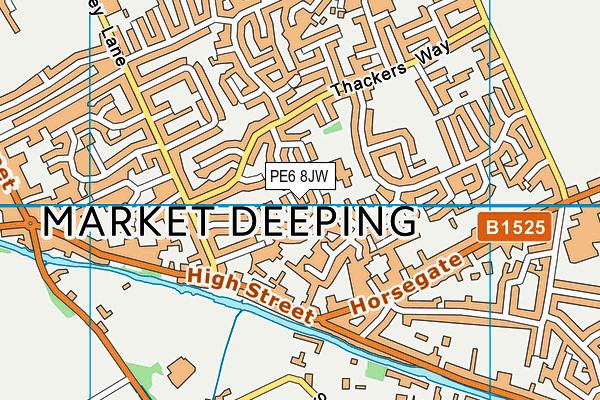 PE6 8JW map - OS VectorMap District (Ordnance Survey)