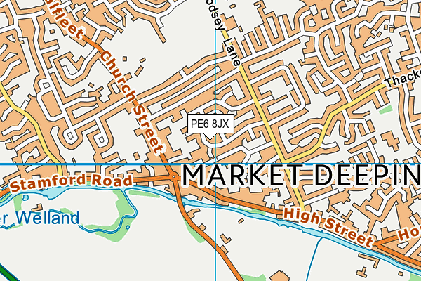 PE6 8JX map - OS VectorMap District (Ordnance Survey)
