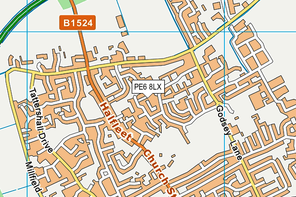 PE6 8LX map - OS VectorMap District (Ordnance Survey)