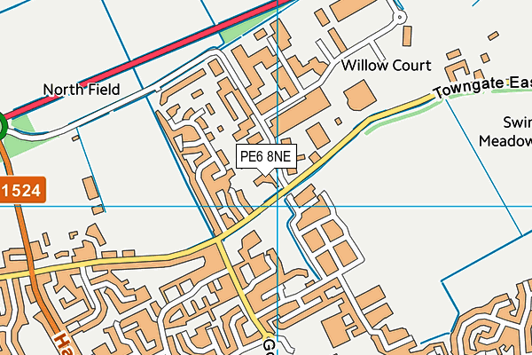 PE6 8NE map - OS VectorMap District (Ordnance Survey)