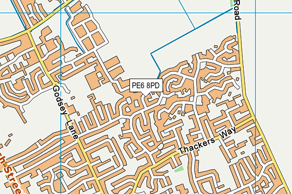PE6 8PD map - OS VectorMap District (Ordnance Survey)